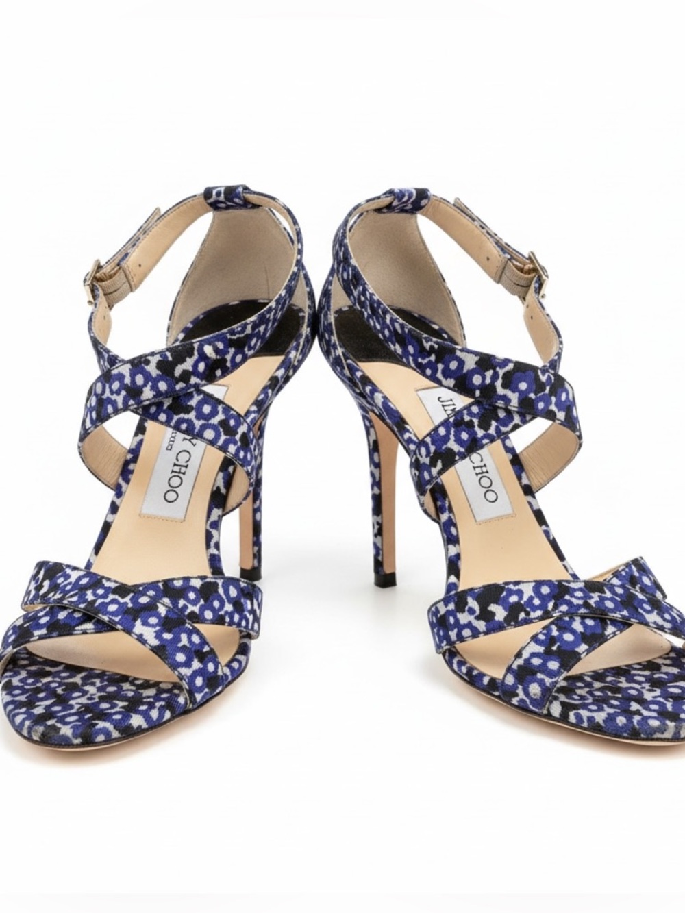 RARE Jimmy Choo blue “Lynn” floral strappy heel sandals (U.S size 6.5) - Picture 9 of 9